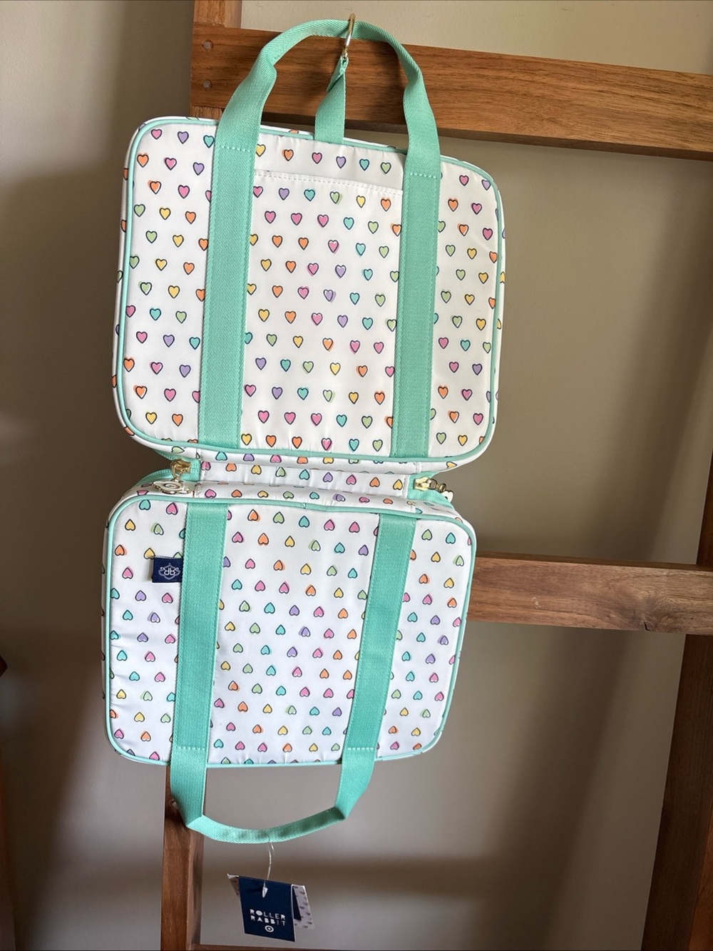 Roller Rabbit Disco Hearts Wave Hanging Toiletry Bag New With Tags - Picture 3 of 8